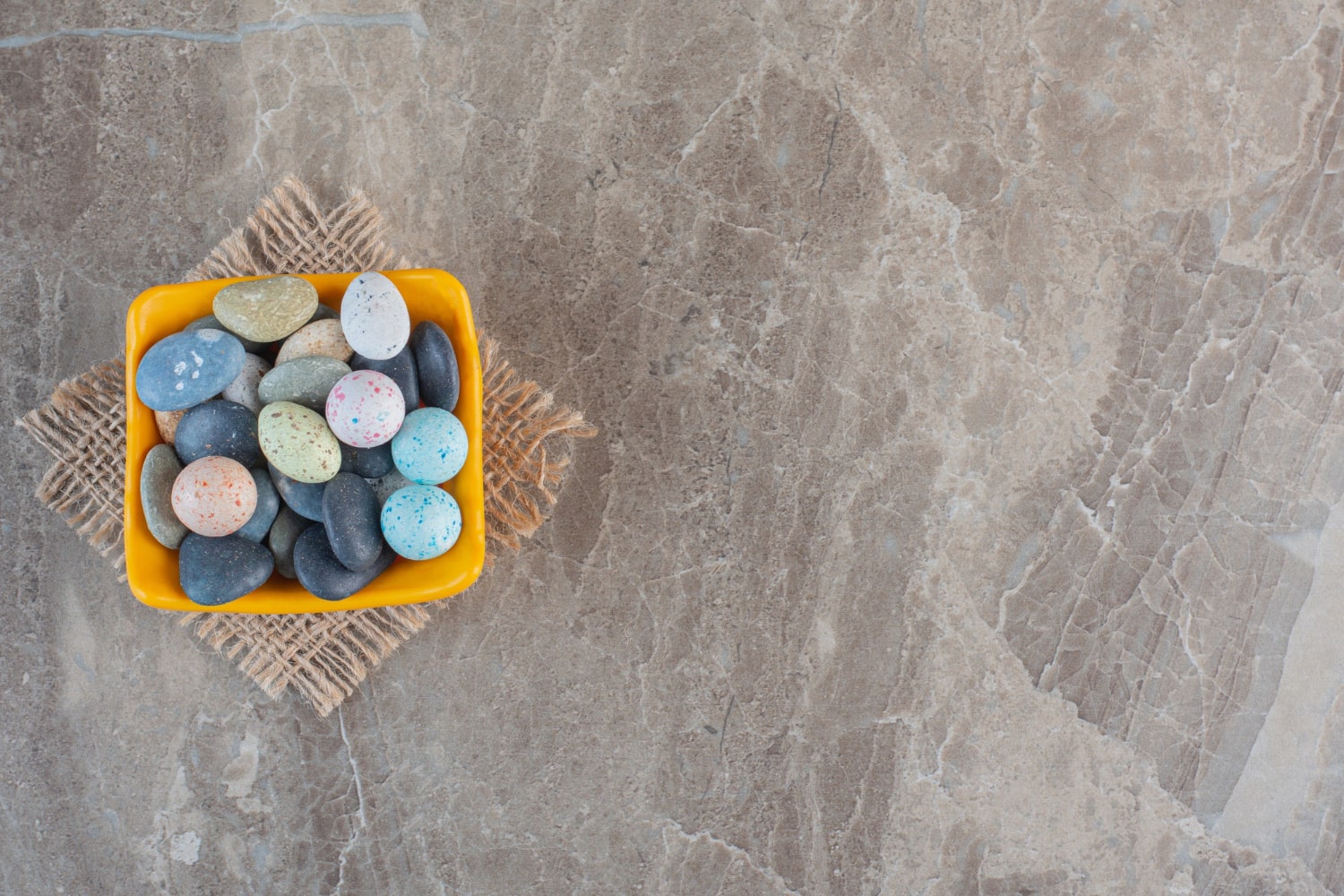 Earthy Tones Tiles with basket full of natural stones